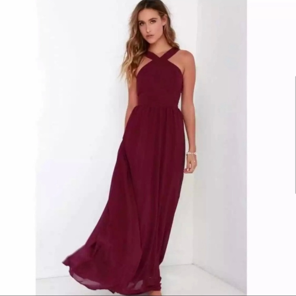 Lulus Air of Romance Maxi Dress - Burgundy